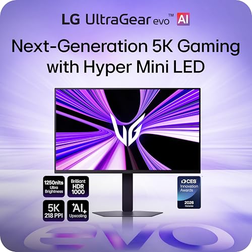 Image of LG 27GM950B-B 27-inch Ultragear evo 5K (5120 x 2880) IPS Mini-LED Gaming Monitor, 165Hz, 1ms, NVIDIA G-Sync, AMD FreeSync Premium, DisplayHDR1000, HDMI, DP, USB-C, Tilt /Height /Swivel /Pivot Stand