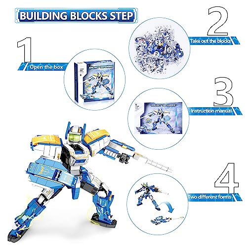 Sienon Rocket Mech Armor Set, Sniper Of The Galaxy Buildable Action Figure Toy, 2 In 1 Building Toy Can Transform To 2 Different Forms-Guardian And Weapon, Creative Building Kit For Kids (555 Pcs) #TOP1