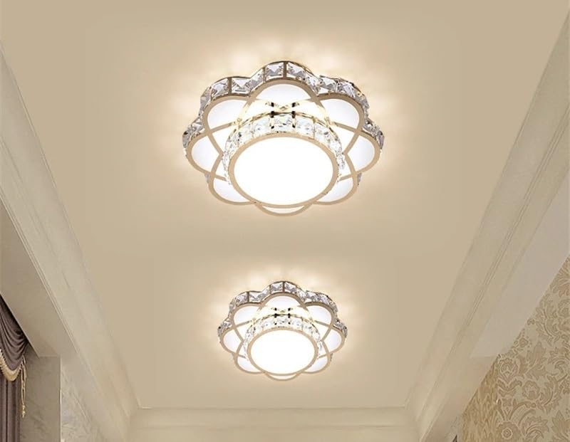 Lustre luxe cristal dore design fleurs pour eclairage couloir