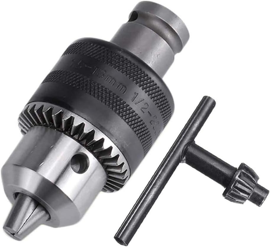 JPT 1.5-13mm Capacity Drill Chuck Mount 3/8-20UNF Quick Change Connect Conversion Chuck with 1/2 Inch Socket Square Female Adapter