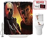 Halloween Shower Curtain Set for Bathroom- Scary Killer Freddy Jason, Horror Movie Themed Holiday Po