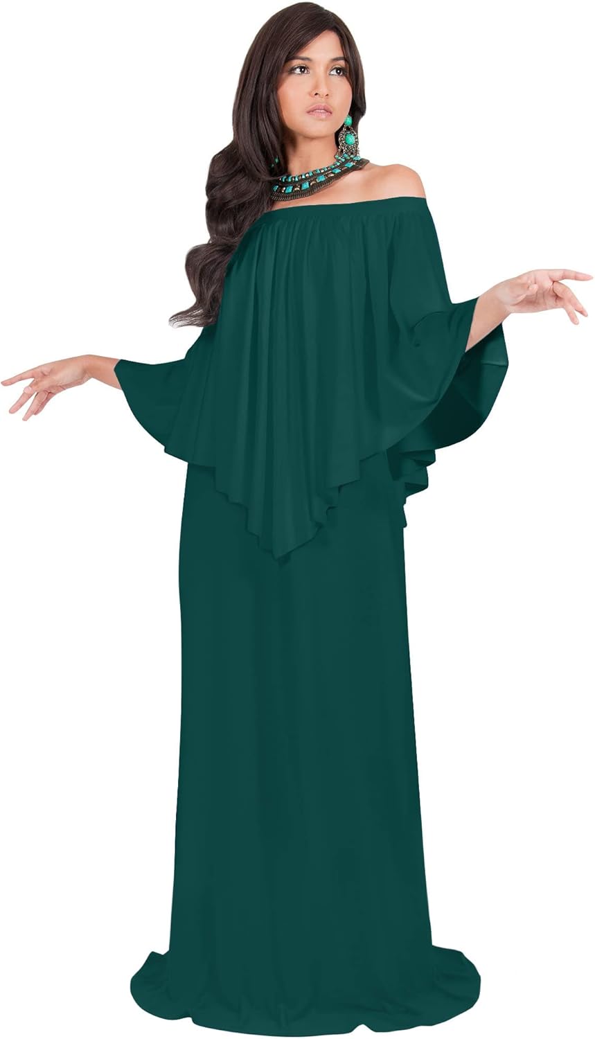 KOH KOH Womens Strapless Shoulderless Flattering Cocktail Gown Maxi Dress Small Emerald Green