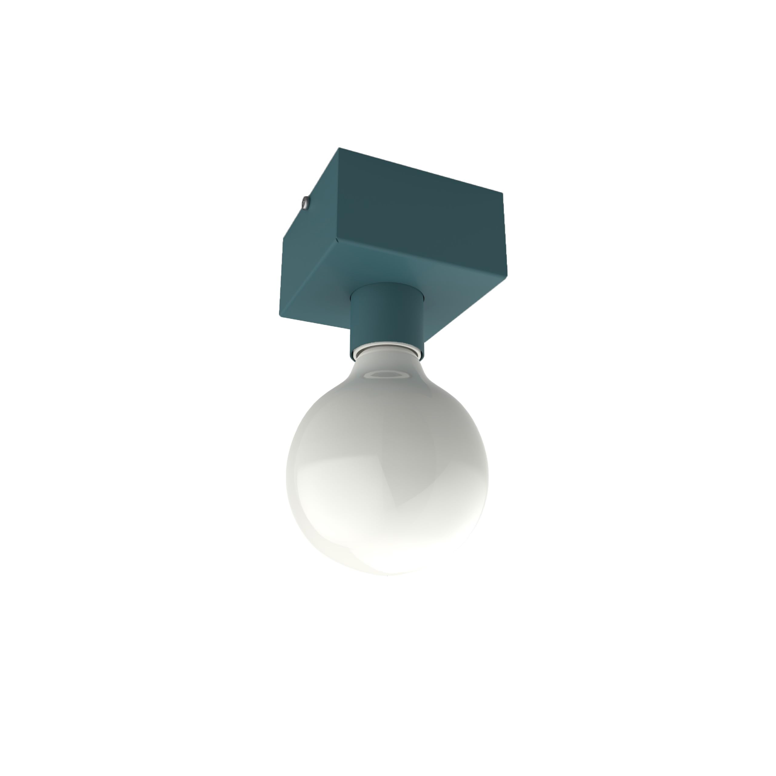 L+ Plafoniera led soffitto, in metallo, forma cubo, lunghezza 10cm, attacco per lampadina E27, colore blu