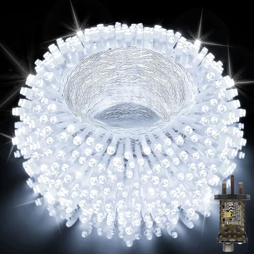 JXLEDAYY Christmas Tree Lights Outdoor Decoration Colour Changing Fairy Lights Mains Powered Waterproof String Lights Plug in with Remote Timer for Outside (500 led Cool White) JXLEDAYY Christmas Tree Lights Outdoor Decoration Colour Changing Fairy Lights Mains Powered Waterproof String Lights Plug in with Remote Timer for Outside (500 led Cool White)