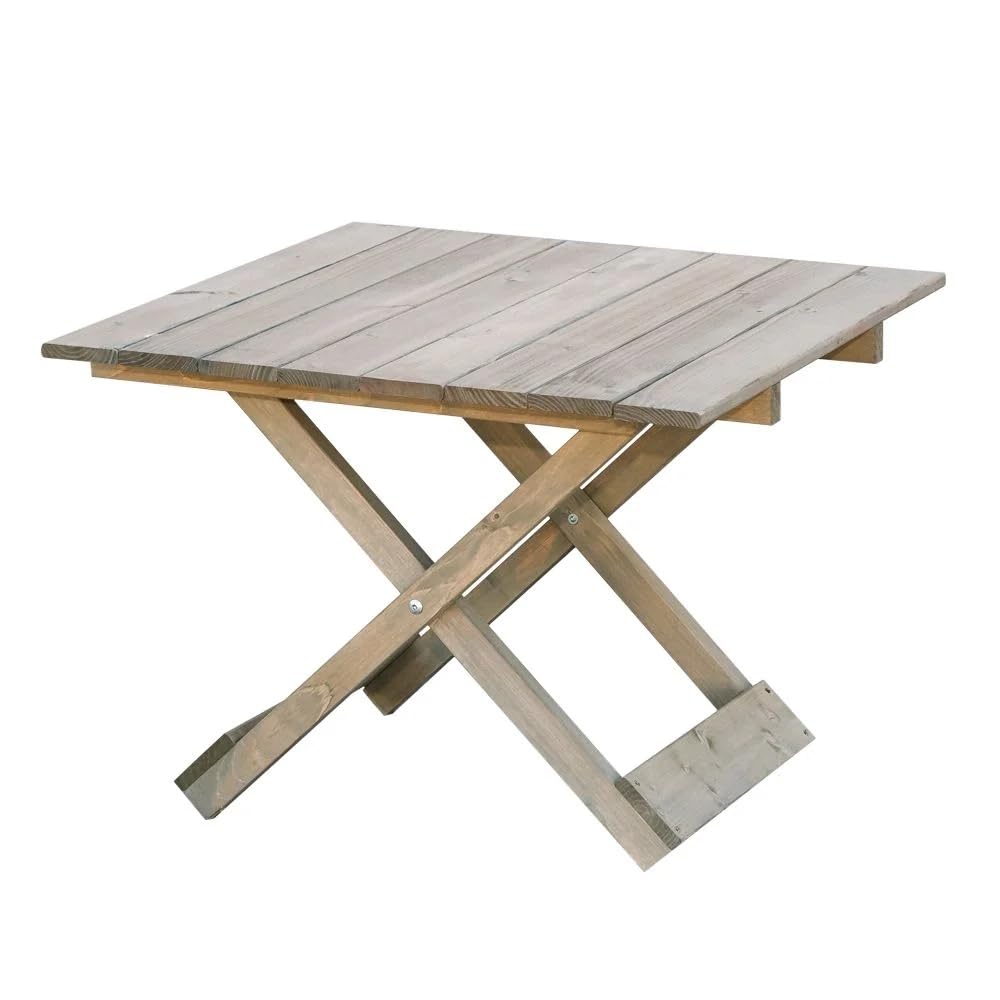 ITA Mesa de jardín Plegable Gris de Madera - Mesa de Madera para jardín, balcón, terraza - Ahorra Espacio, Plegable, Resistente a la Intemperie, Madera Natural, compacta
