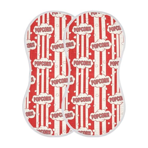 2 Pack Muslin Burp Cloths Popcorn Red Stripe Cotton Baby Burp Cloths Ultra Absorbent and Soft Burping Cloth for Newborn Babies Boys Girls 22