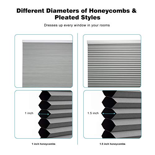 Changshade Cordless Blackout Cellular Shade, Honeycomb Shade With The Diameter Of 1.5 Inch Honeycombs, Room Darkening Pleated Window Shade For Bedroom, Children Room, 33 Inches Wide, Gray Cel33Gy72C #TOP3