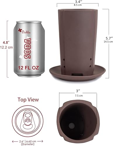 Miniatura 4 de Dahlia - Macetero de barro (zisha) para suculenta con plato para drenaje