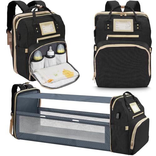 Image of 6 in 1 Diaper Bag Backpack with Pad Shower Gifts Travel Bags for Registry Search Boys Girls Bags Newborn Essentials Accessories Stuff Unisex Dad Mom Mens