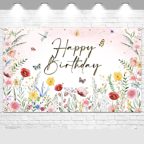 Avezano Wildblume Geburtstag Banner 1,8x1,1m