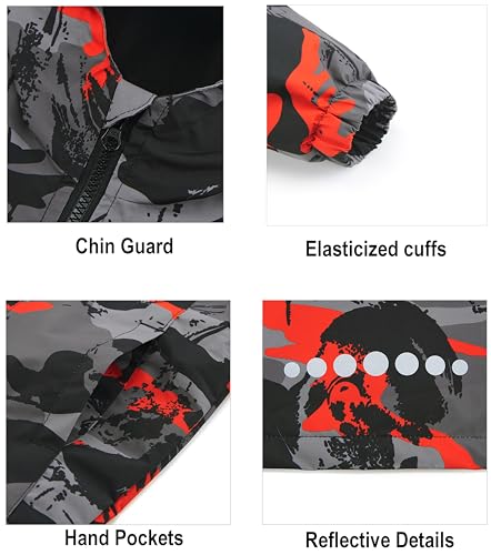 Image of Boys Girls Rain Jackets Waterproof Hooded Fleece Raincoats Lightweight Windbreakers for Kids