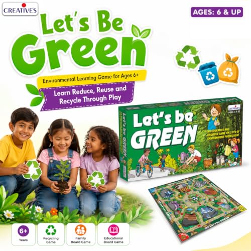 Image of Creative's Let's Be Green Environmental Education Board Game, Learn Reduce Reuse Recycle, Waste Segregation & Eco Awareness, Educational Family & Classroom, Memory Learning Game for Kids Age 6+