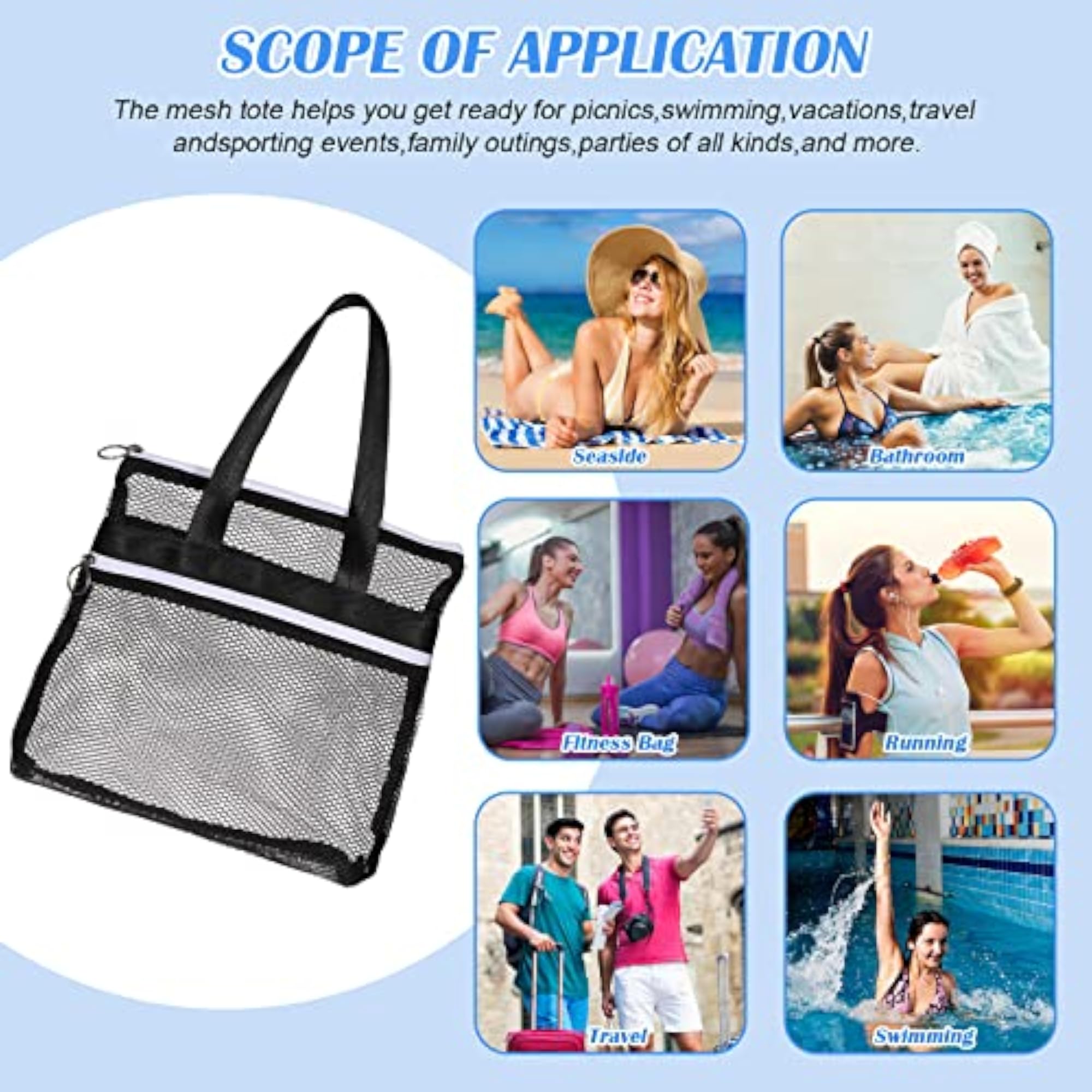 Black Mesh Shower Bag Portable Quick Dry Caddy