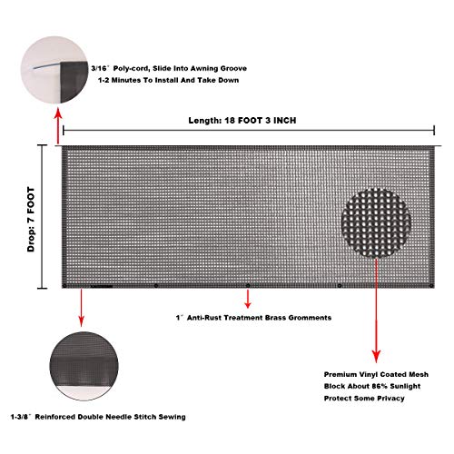 Image of RV Awning Mesh Sun Shade Screen for Motorhome Camper Trailer Sunshade