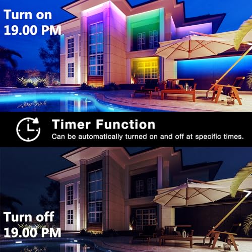 Image of Outdoor LED Strip Lights Waterproof 200ft, IP67 Waterproof LED Light Strips with Remote, Music Sync APP Control, RGB Color Changing LED Lights for Roof, Balcony, Deck, Pool, Patio, Outdoor Decorations