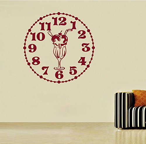 DECOR Kafe Home Decor Knickerbocker Glory Clock Wall Sticker, Wall Sticker for Bedroom, Wall Art, Wall Poster (PVC Vinyl, 50 X 50 cm)