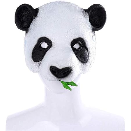 Amazon Co Jp ハロウィンコスプレカーニバルパーティーリアル3d動物ハーフフェイスラテックスかわいいパンダマスク ホーム キッチン