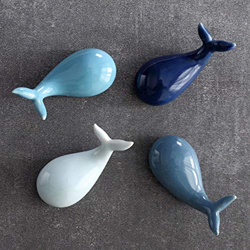Set of 4 Chopsticks Holders Whale Shaped Chopsticks Rest Ceramic SpoonForkKnife Holder Cute Animals Decoration by NUOMI for Home Kitchen Dining-table Housewarming Gift Blue
