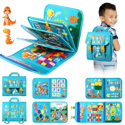 Image of FREYBLI Toddler Busy Board, Montessori Toys for Boy Birthday Gift, Educational Quiet Activity Busy Book for Toddlers, Airplane Car Travel Toys