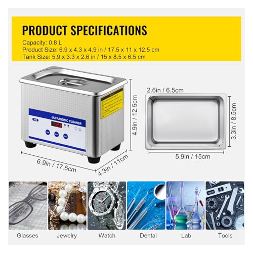 Bain à ultrasons 0,8 L lave-vaisselle d'appoint pour petits objets - 3