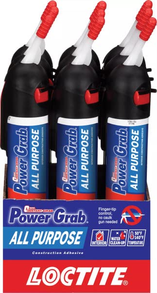 Image of Loctite Power Grab Express All Purpose Construction Adhesive, 7.5 fl oz, 9 Pressure Pack - Versatile Construction Glue for Cement, Tile, Wall & More