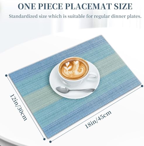 Image of Washable PVC Heat Resistant Colorful Place Mats for Kitchen Dining Table Mates Washable Heat-Resistant for Dining Table (Blue, Pack of 6)