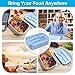Jeopace Bento Box for Kids Lunch Containers with 4 Compartments Kids Bento Lunch Box Microwave/Freezer/Dishwasher Safe (Flatware Included,Light Blue)