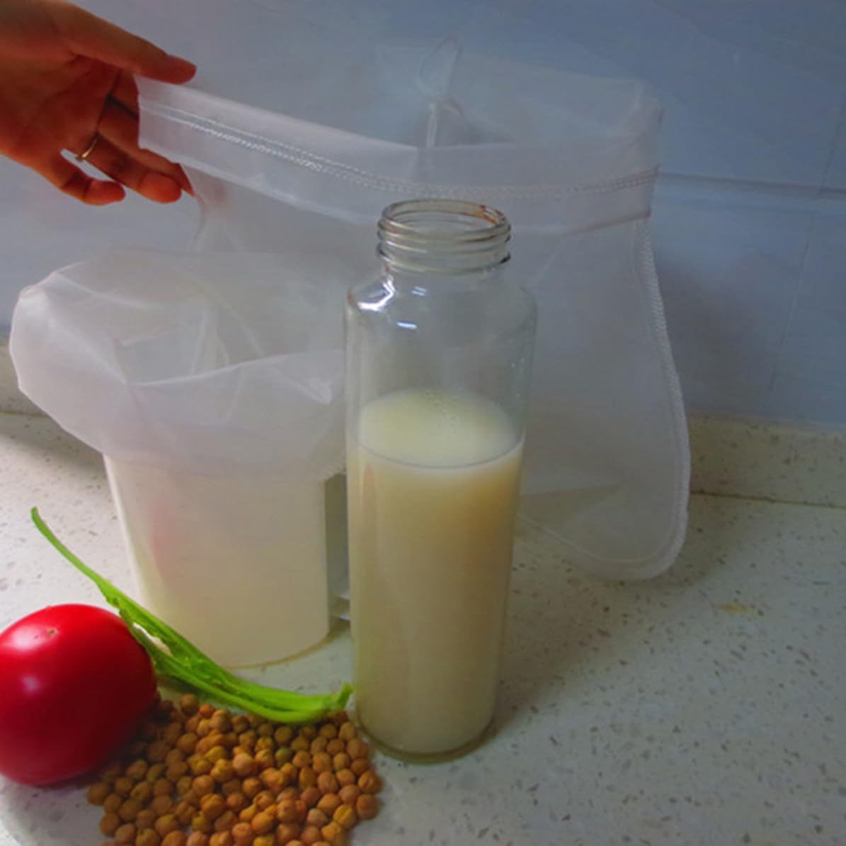 4 Pcs Reusable Soy Milk Filter Bag for Kitchen Cheese Maker, U-shape