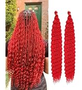 Cypsin Red Curly Crochet Hair 30Inch 2 Packs Deep Wave Crochet Hair with Crochet Hook, Long Ocean...