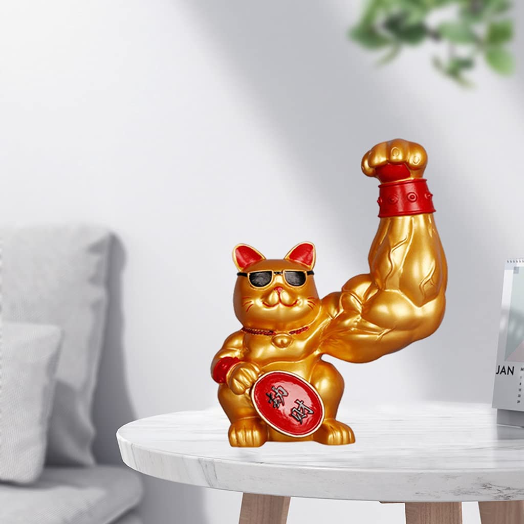 金色の筋肉猫の置物 Amazon.co.jp: Generic お金の猫の置物は幸運の幸運の筋肉の腕を振って