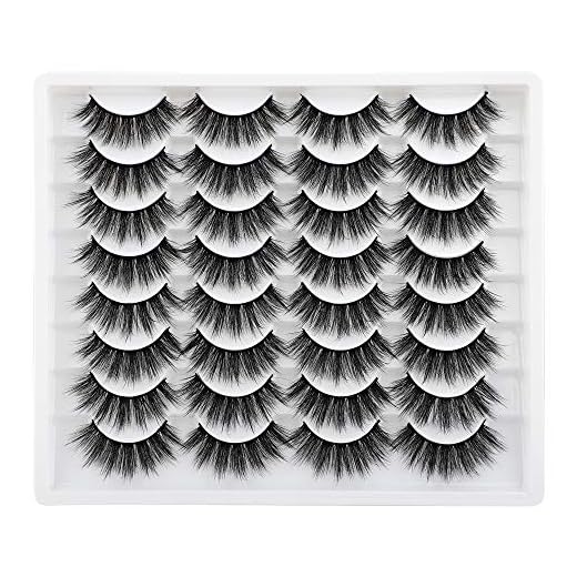JIMIRE 16 Pairs False Eyelashes Fluffy Volume Natural Fake Lashes 3D Faux Mink Lashes Pack