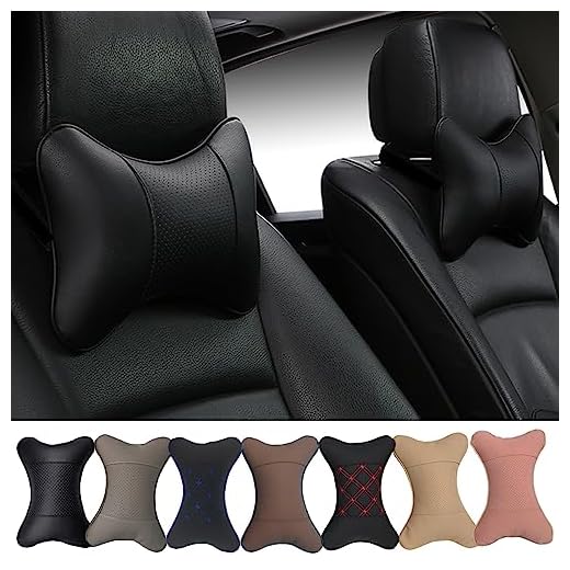 yuhuru Car Neck Pillows Both Side Pu Leather 2pieces Pack Headrest Fit for Most Cars Filled Fiber Universal Car Pillow (Black)