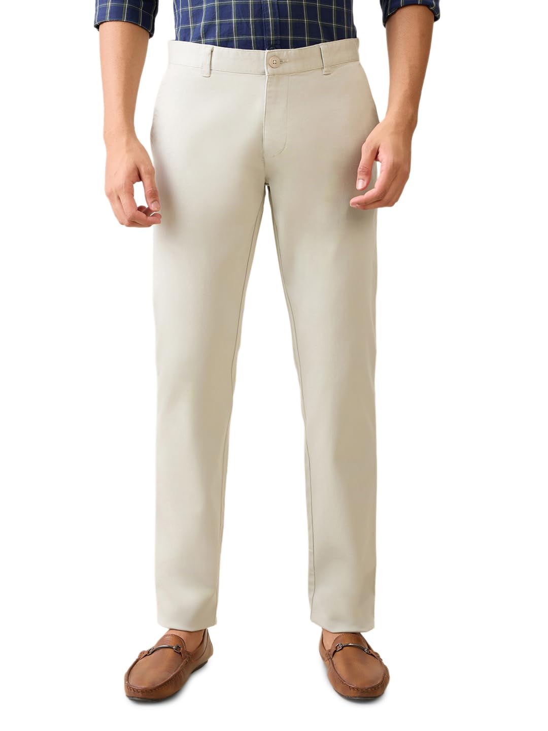 Men Low Rise Tapered Fit Print Pattern Cotton Blend Flat Front Casual Trouser-image-8