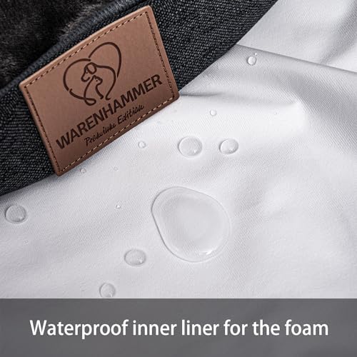 Orthopädisches Premium Hundebett für große Hunde - extra Halteschlaufe, Wasserdichter Innenbezug, Hundesofa, Hundekissen, flauschig,Bezug abnehmbar, waschbar, 106 x 81 x 17 cm, hellgrau (XXL)