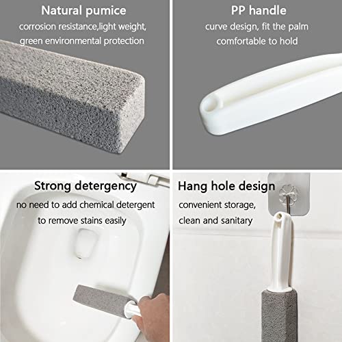 Pumice Stone For Toilet Bowl Cleaning With Handle,Scouring Stick Cleans Away Limescale Stain,Hard Water Rings, Calcium Buildup,Iron And Rust - Remover For Tile/Bath/Kitchen/Household - 4 Pcs #TOP5
