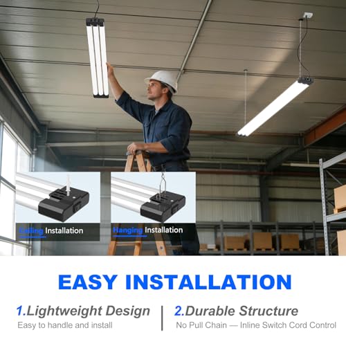Image of JESLED LED Shop Lights 4FT, 3CCT Selectable 4000K /5000K /6500K, Adjustable 30W /40W /50W, 7500LM Super Bright (300W Equivalent), Linkable Utility Light for Garage, Ceiling or Hanging Mount, ETL, 2 Pack