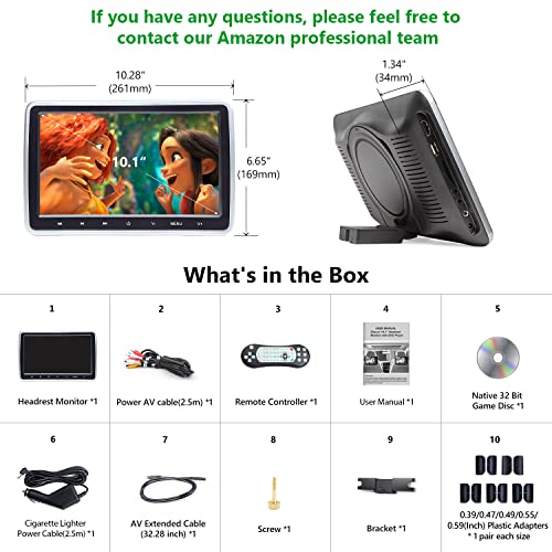 2022 10.1 Inch Headrest DVD Player Car DVD Player Eonon HD Digital Multimedia Monitor Super-Thin Car Headrest DVD Player for Kids, Headrest Monitors with HDMI Port and Remote Control USB and SD-L0299A