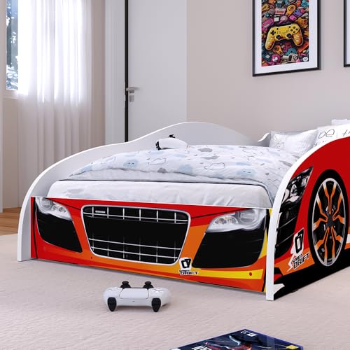 Cama Infantil Drift Vermelho|Branco Caminha Confortável Quarto Infantil Menino - RPM Móveis