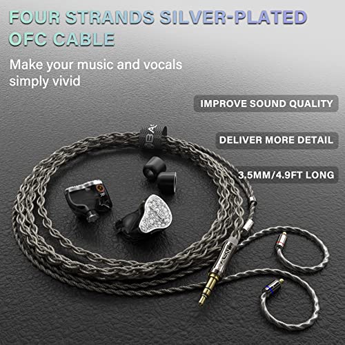 Image of BASN Bmaster5 In Ear Monitors, 1DLC Diaphragm+4BA 5 Drivers IEM Earphones with Silver-plated OFC Cable, Noise Isolation Wired Earbuds for Musicians (Glacier White)