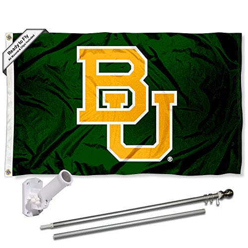 College Flags & Banners Co. Baylor Bears Flag with Pole and Bracket Complete Set