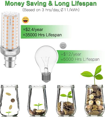 PINDOWS 16W LED Corn Bulbs B22, 3000K Warm White, High Bright 1900LM, Replace 120W~150W Incandescent, CRI 80+, Non-Dimmable, 4-Pack - Image 2