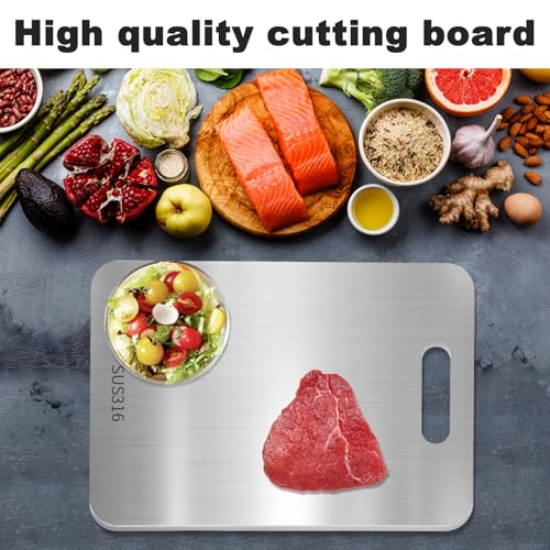 Titan Schneidebrett Set 3 Stück - S316 Edelstahl Schneidebrett, Titanium Cutting Board, Doppelseitiges Lebensmittel Grade Schneidebretts, Titanium Cutting Board für Fleisch, Obst,Gemüse 2