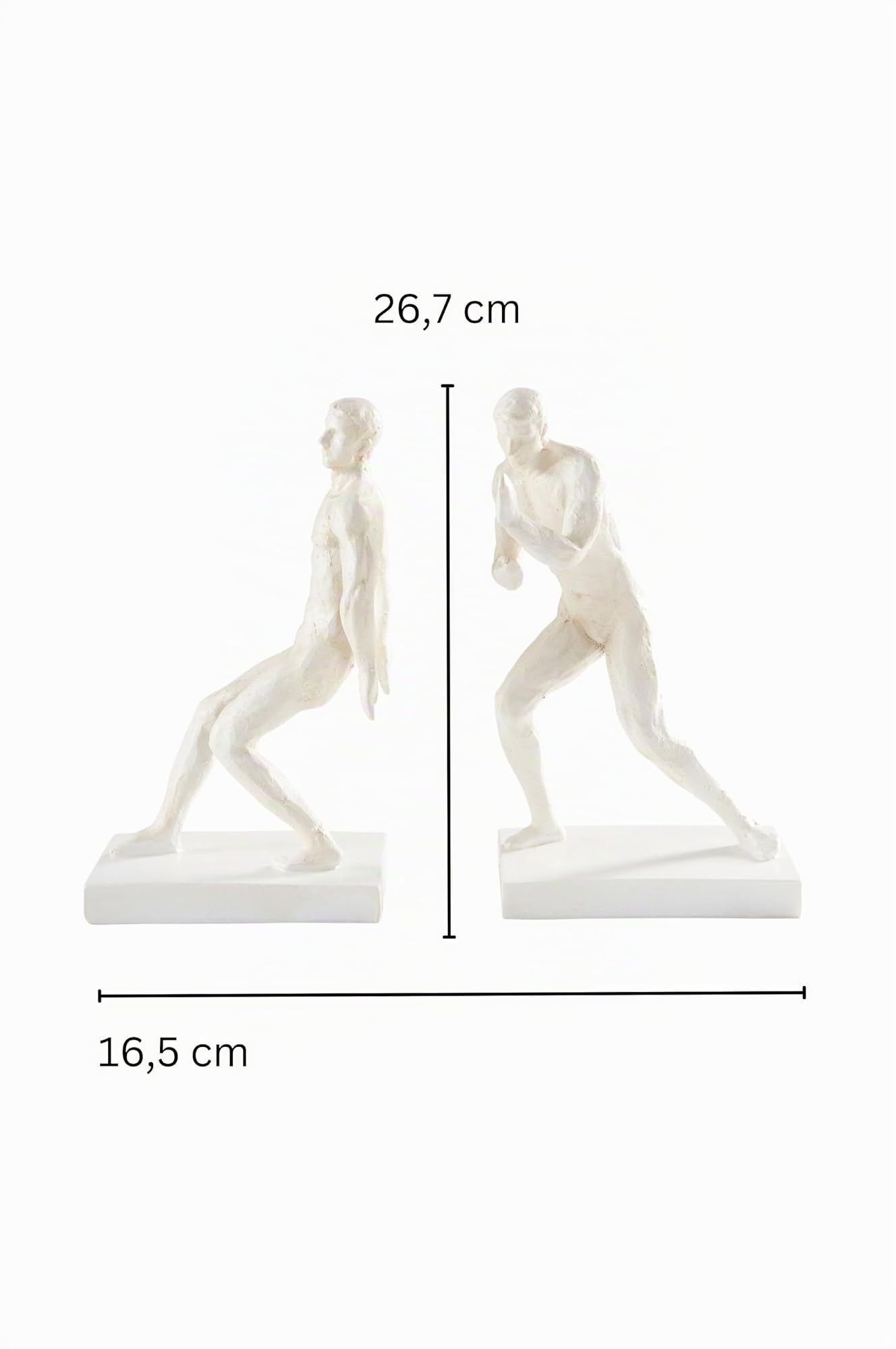 Jotex Push Bücherstütze, stilvolle und Starke dekorative Buchstütze aus Polyresin (2er Set) - Weiß, 26.7X16.5X11 cm