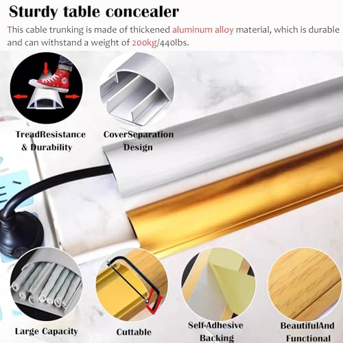 10 piezas de canaleta para cables pintable, canal metálico para esconder cables para taller o centro comercial, canaleta decorativa de aleación de aluminio para proteger cables (10 piezas, largo x ancho exterior 72 pulgadas x 1,2 pulgadas) miniatura 3