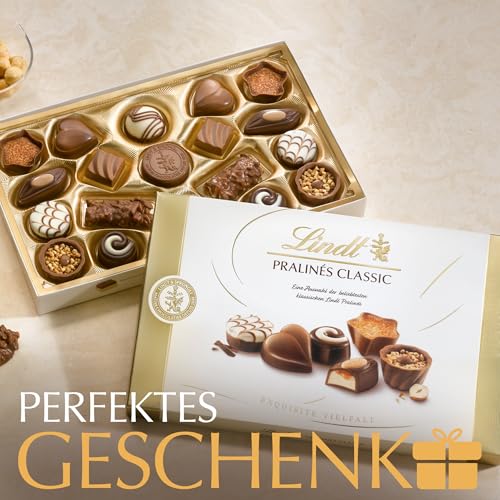Lindt Schokolade | Pralinés Classic Schachtel | 200g | 19 Pralinen in 10 köstlichen Sorten, teilweise mit Alkohol | Pralinen-Schokoladen-Geschenk