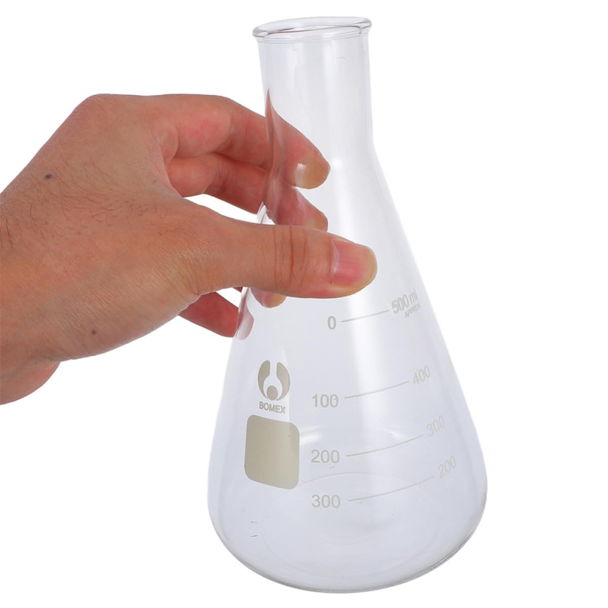 Juego de 4 Matraces Erlenmeyer de Vidrio Cónico de Alta Pureza Escala Clara y Diseño Triangular para Experimentos Escolares y Laboratorio Químico