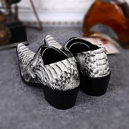 38EU Oxford for Men Formal Shoes Lace Up StyleGenuine Leather Embossed Pointed Toe Breathable Low Top High Heel3