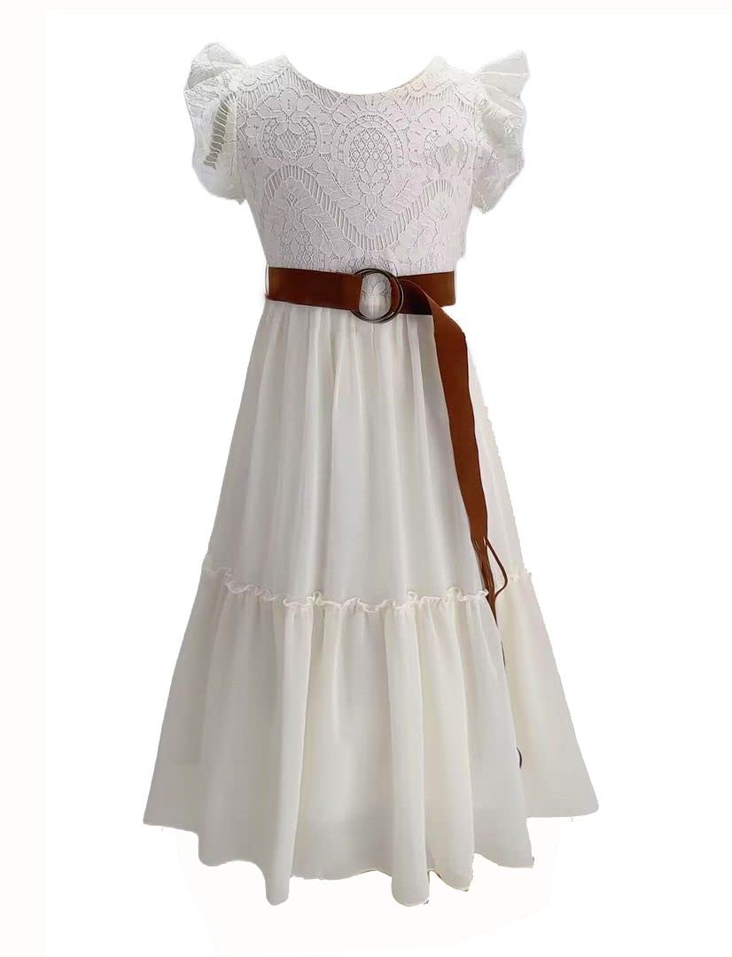 Bow Dream Off White Peach Vintage Lace Sleeveless Flower Girl's Dress