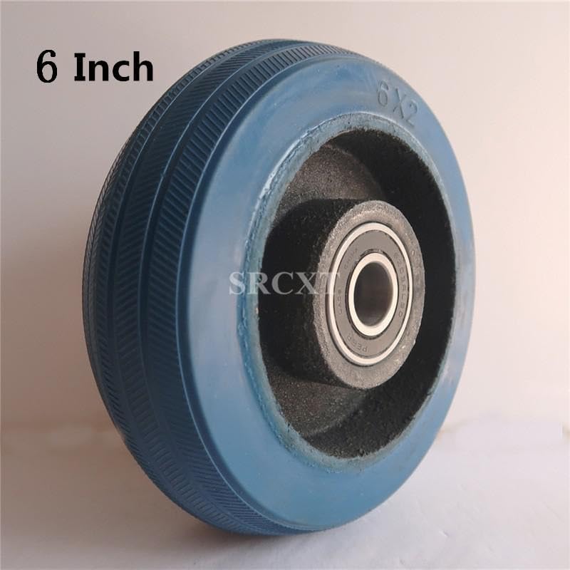 1 Pack 6 Inch Casters Heavy Duty Blue Flexible Single Wheel Wear-Resistant Flat Drive Cart