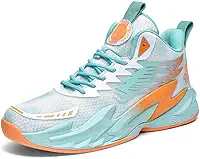 Bolognifi Tênis de basquete de cano alto masculino, calçados esportivos de treinamento, solas de borracha de malha, tênis de basquete antiderrapante, tênis de corrida ao ar livre(Green,40 BR)